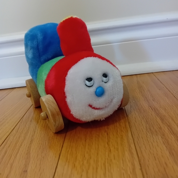 Vintage 80s‎ Eden Toys 8" Plush Train W/ Moving Wooden Wheels - Picture 2 of 8